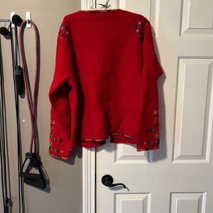 Red Embroidered Sweater